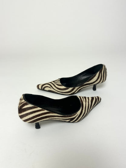 Leather zebra-print pumps | Brown / beige