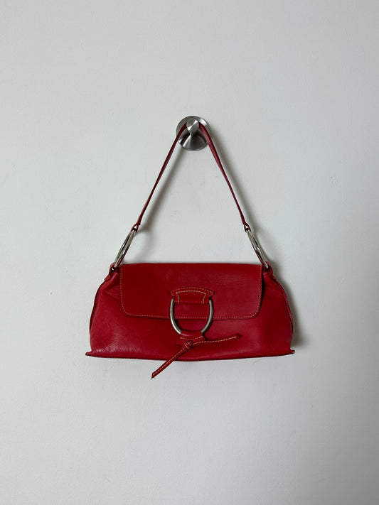 Leather shoulder bag | Bright Red