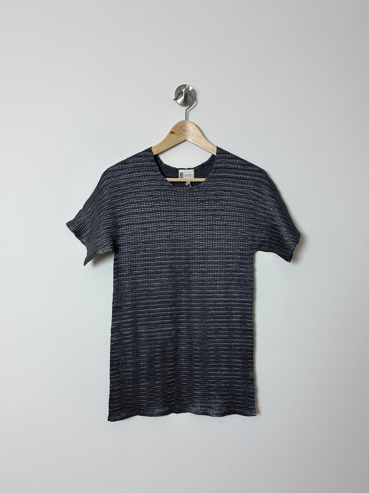 Pleated long top | Dark grey