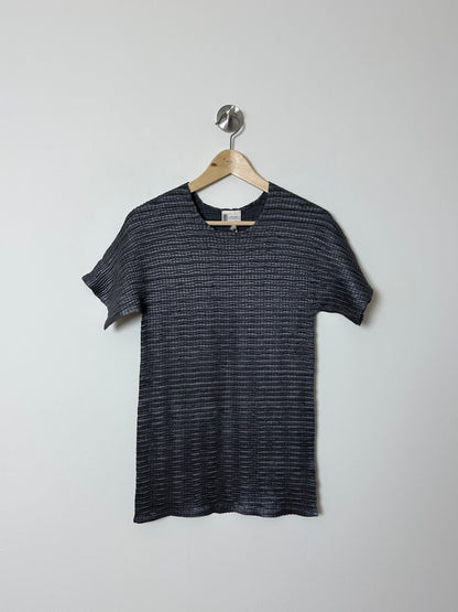 Pleated long top | Dark grey