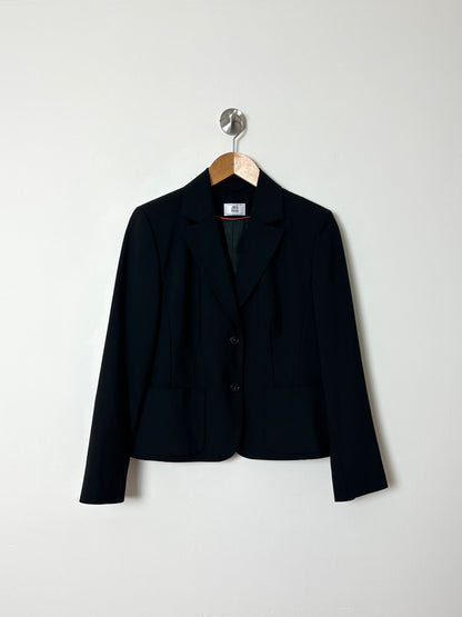 Fitted wool blend blazer | Black