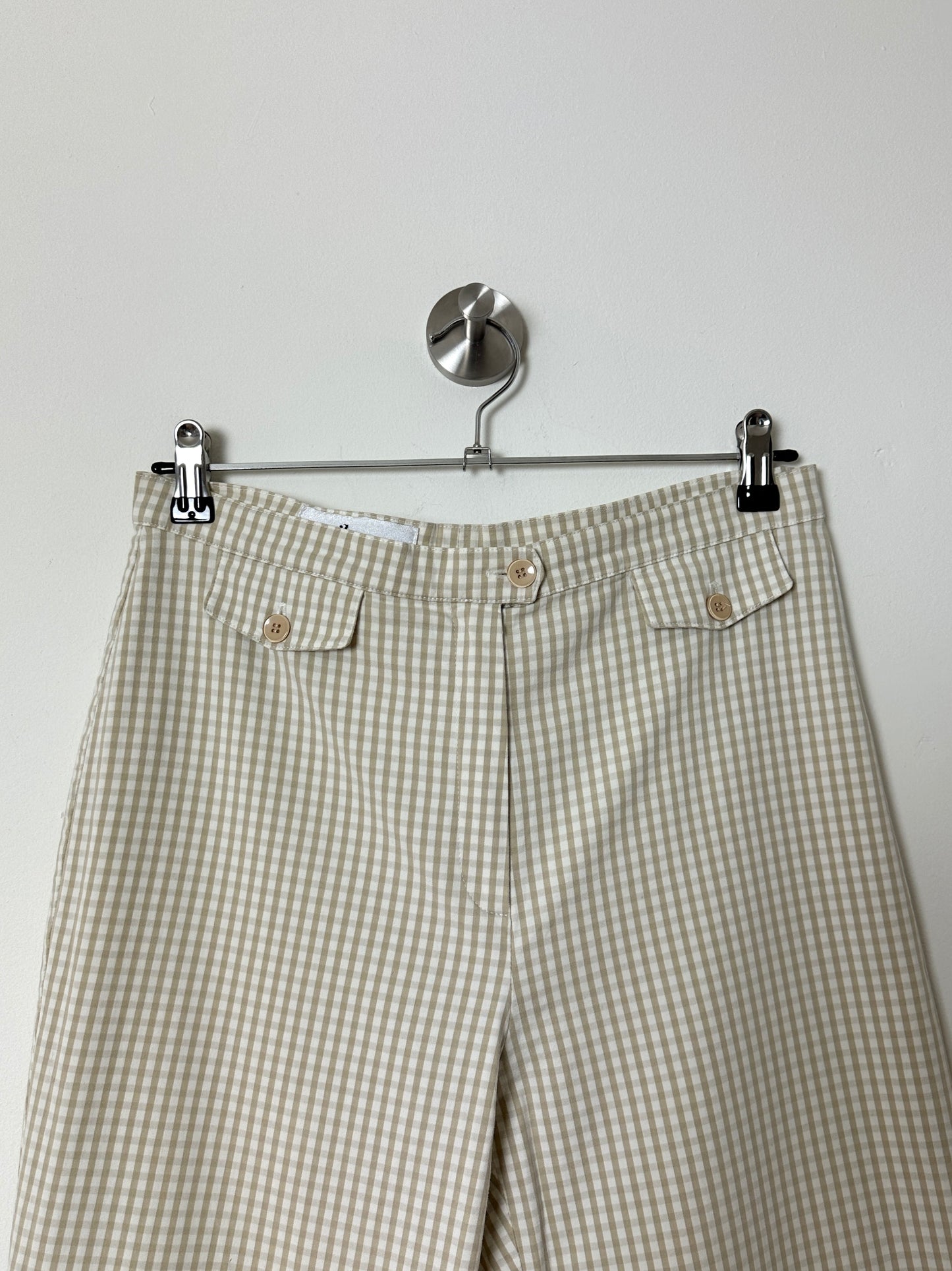 Checked capri trousers | Beige / Off white