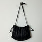 Leather pleaded crossbody bag | Black