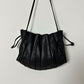Leather pleaded crossbody bag | Black
