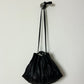Leather pleaded crossbody bag | Black