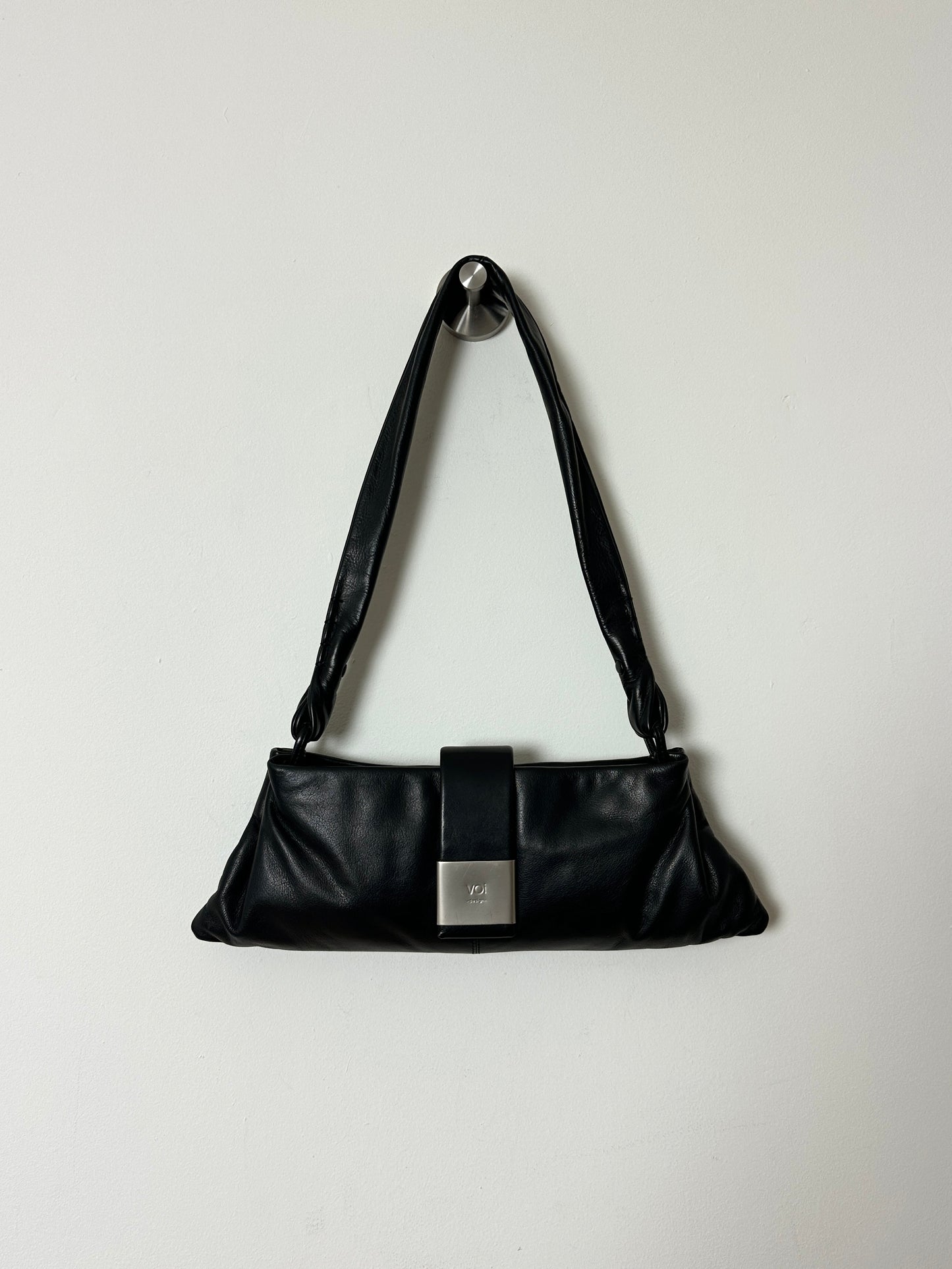 Leather baguette bag | Black