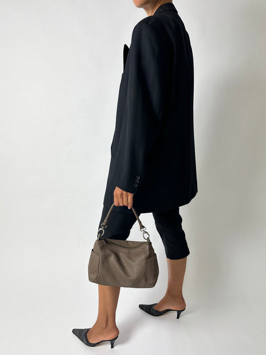 Leather shoulder bag | Taupe