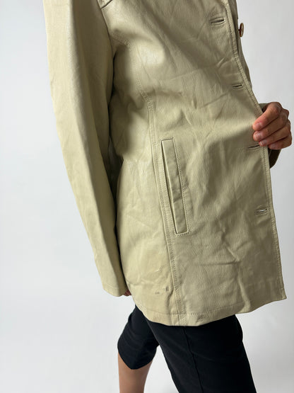 Minimal leather jacket | Soft ecru