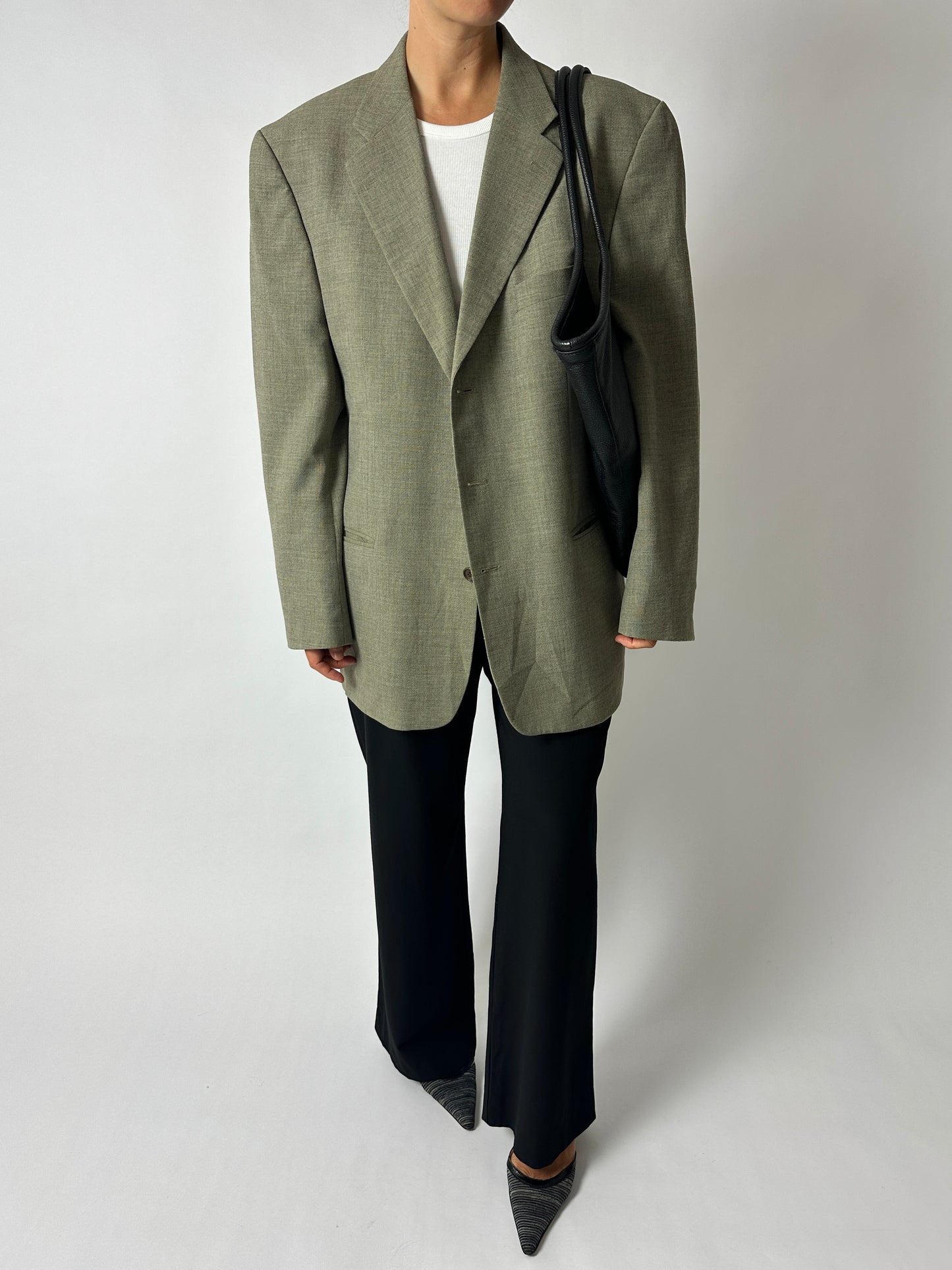 Oversized wool blend blazer | Soft green