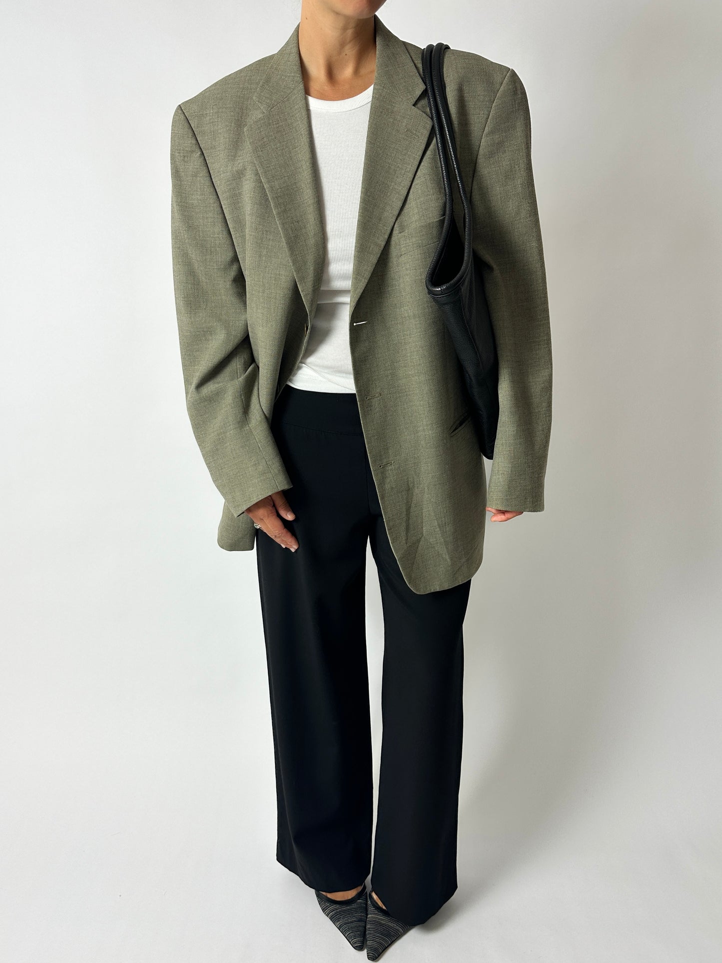 Oversized wool blend blazer | Soft green
