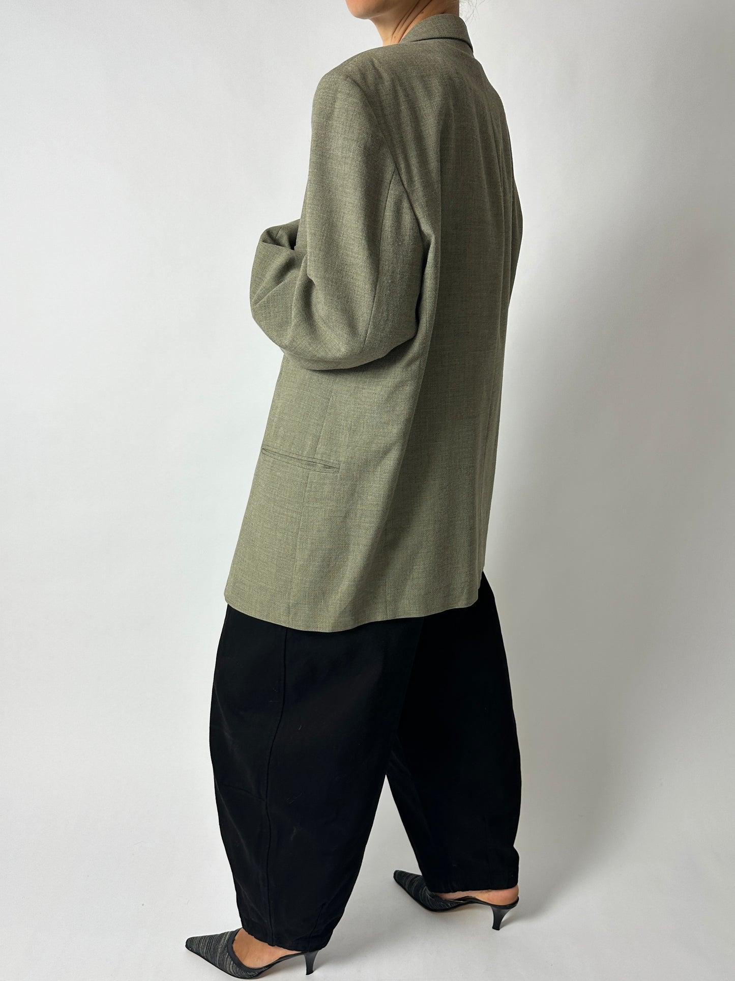 Oversized wool blend blazer | Soft green