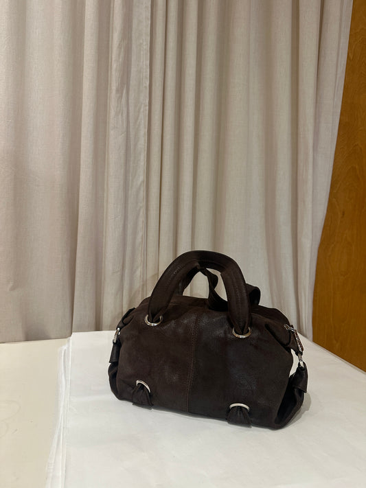 Leather hand bag | Dark brown