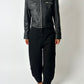 Leather zip cropped jacket | Black