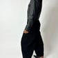 Leather zip cropped jacket | Black
