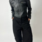 Leather zip cropped jacket | Black