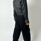 Leather zip cropped jacket | Black