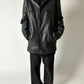 Leather minimalist coat | Black