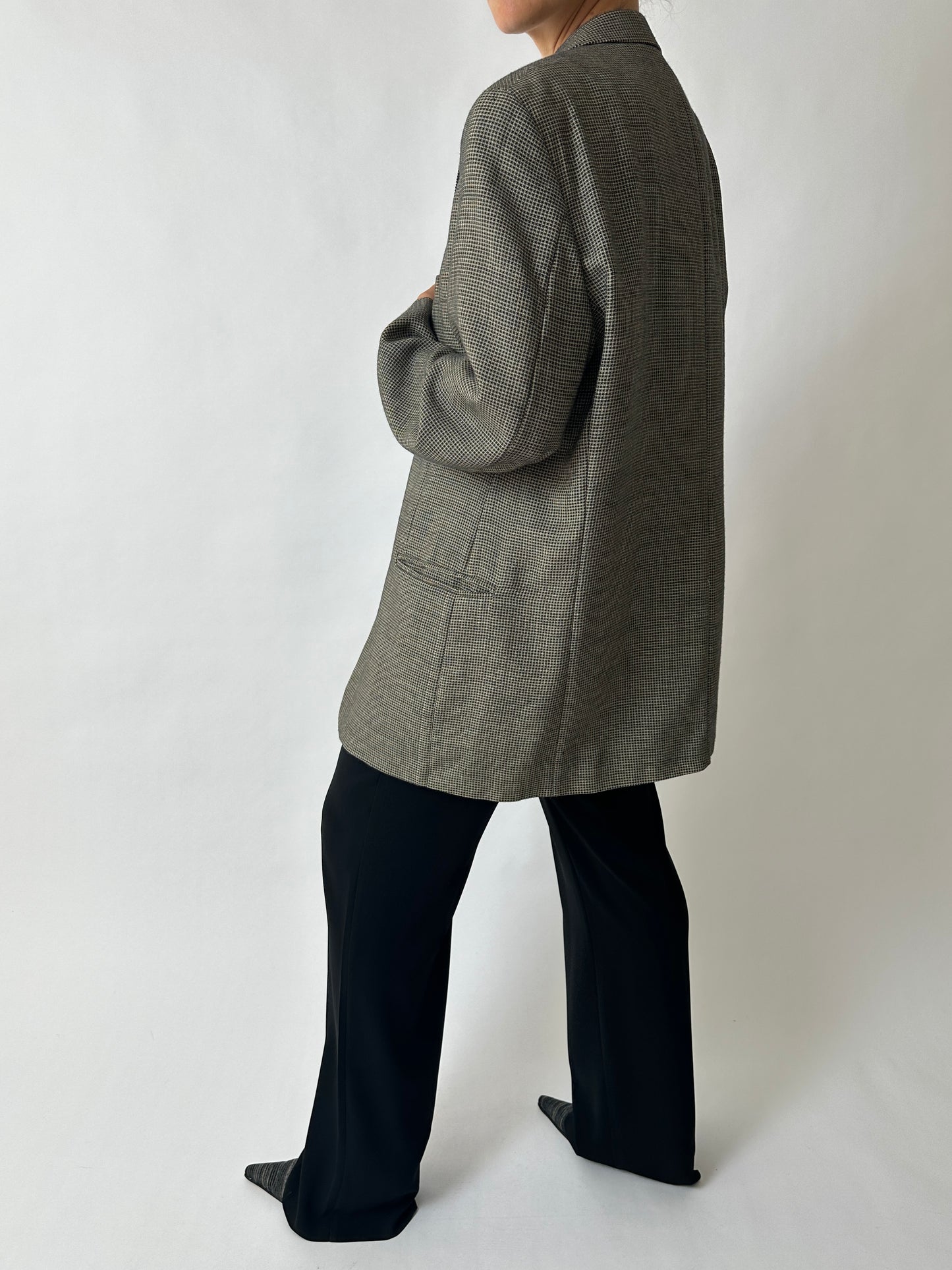 Oversized woven blazer | Black / Beige
