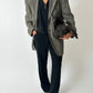 Oversized woven blazer | Black / Beige