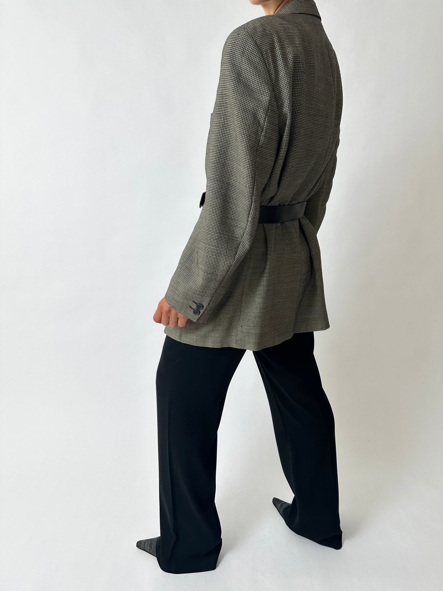 Oversized woven blazer | Black / Beige