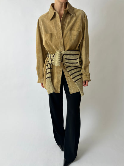 Suede shirt jacket | Camel beige