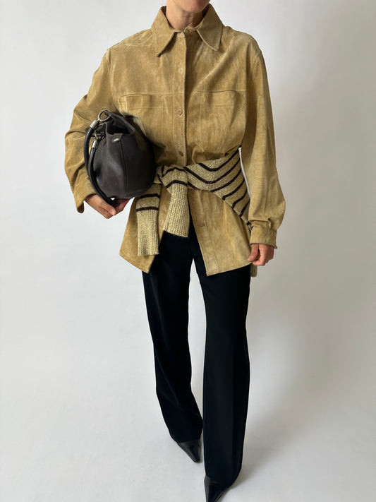 Suede shirt jacket | Camel beige