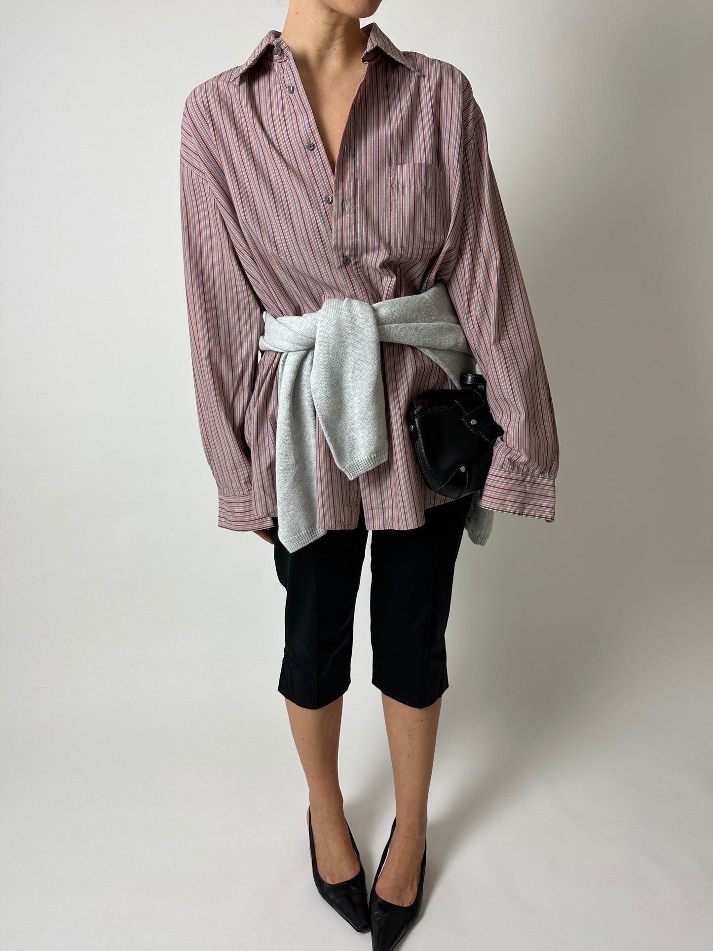 Cotton v-neck sweater | Soft grey