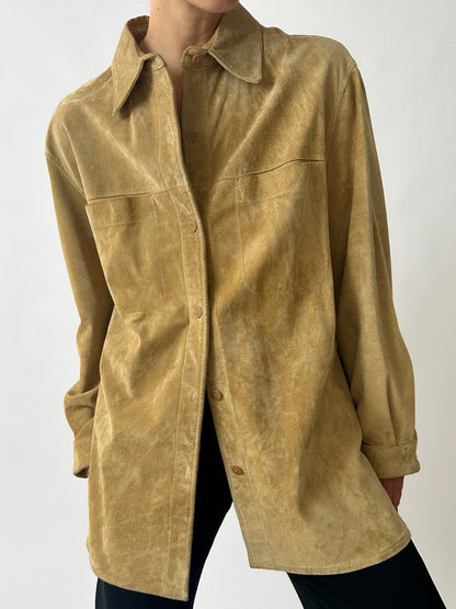 Suede shirt jacket | Camel beige