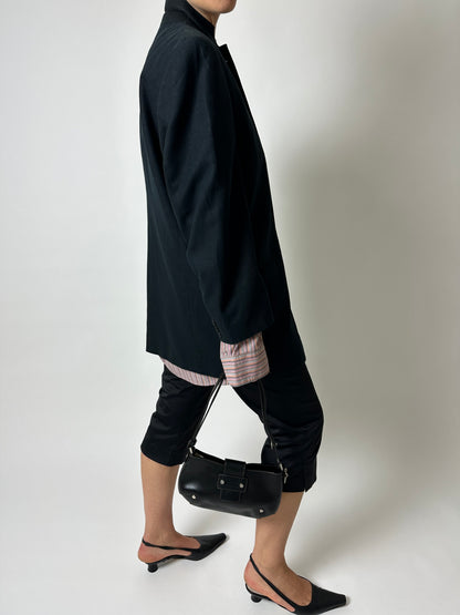 Linen blend blazer | Black