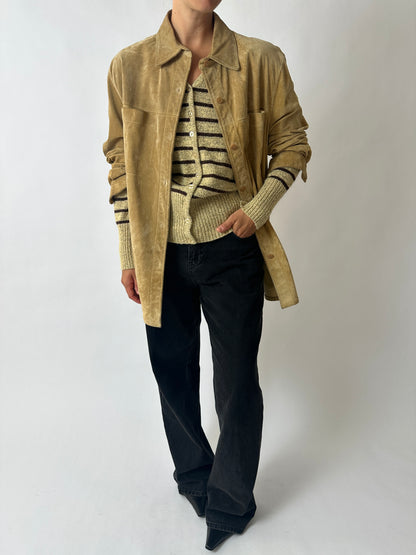 Suede shirt jacket | Camel beige