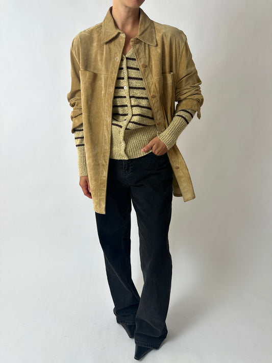 Suede shirt jacket | Camel beige