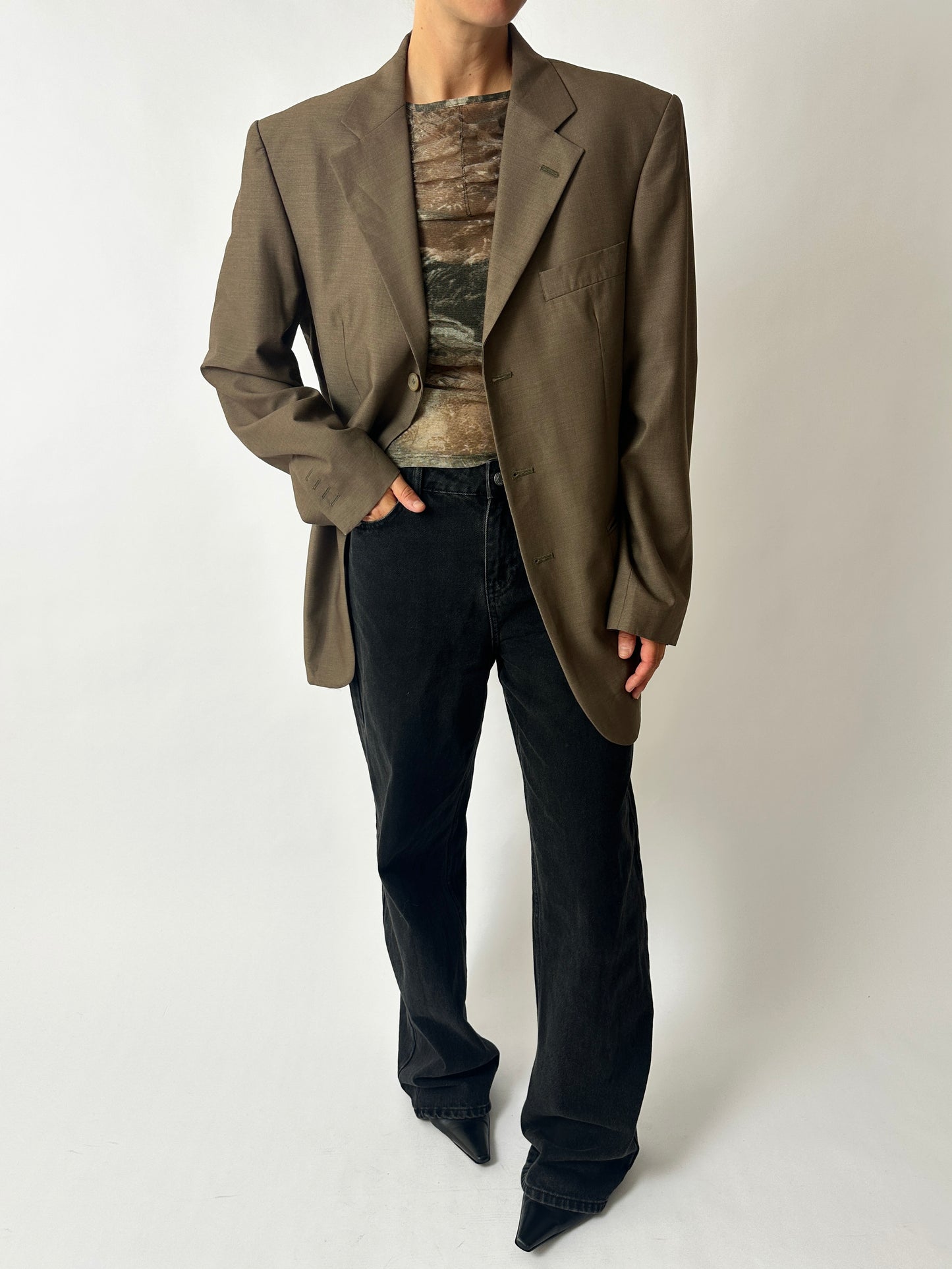 Oversized wool blazer | Soft Brown