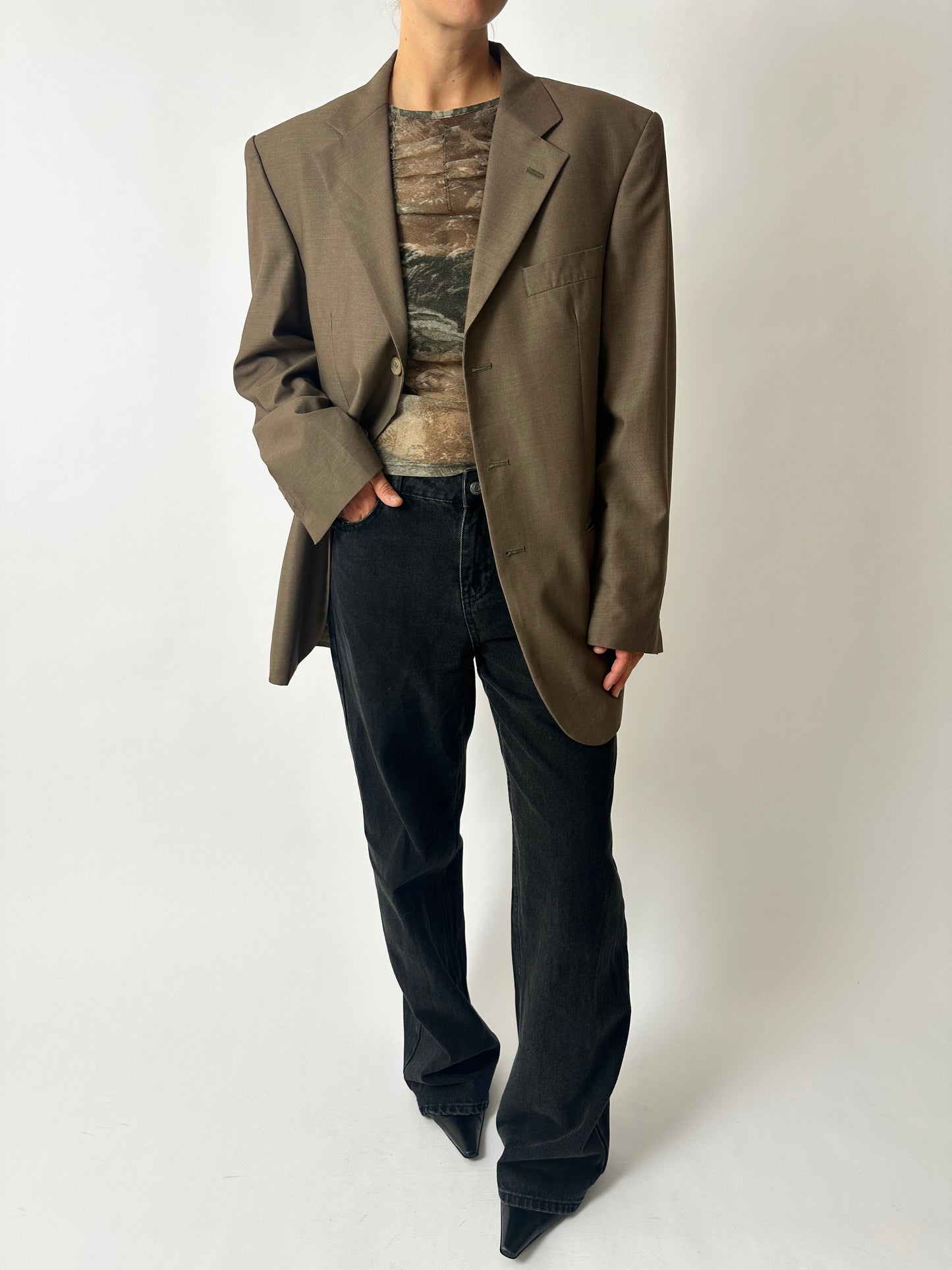 Oversized wool blazer | Soft Brown