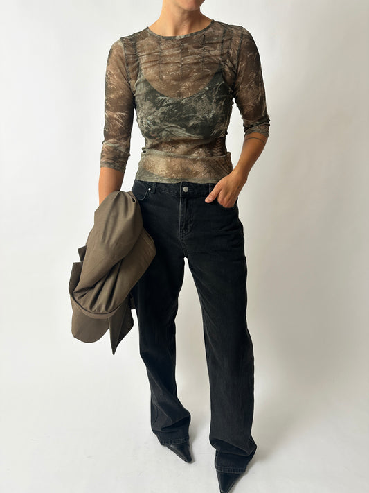 Sheer top | Taupe / Beige