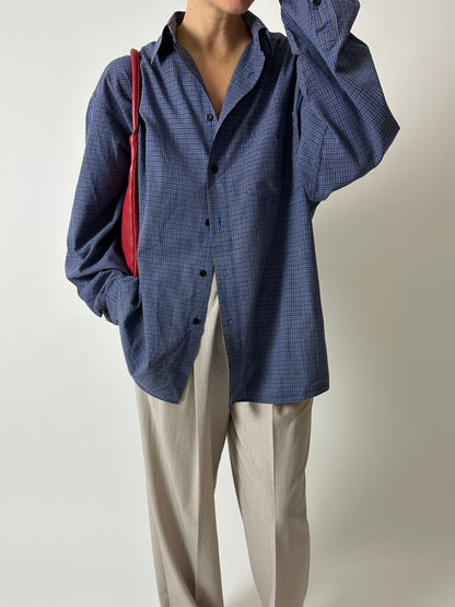 Checked cotton shirt | Blue / Grey