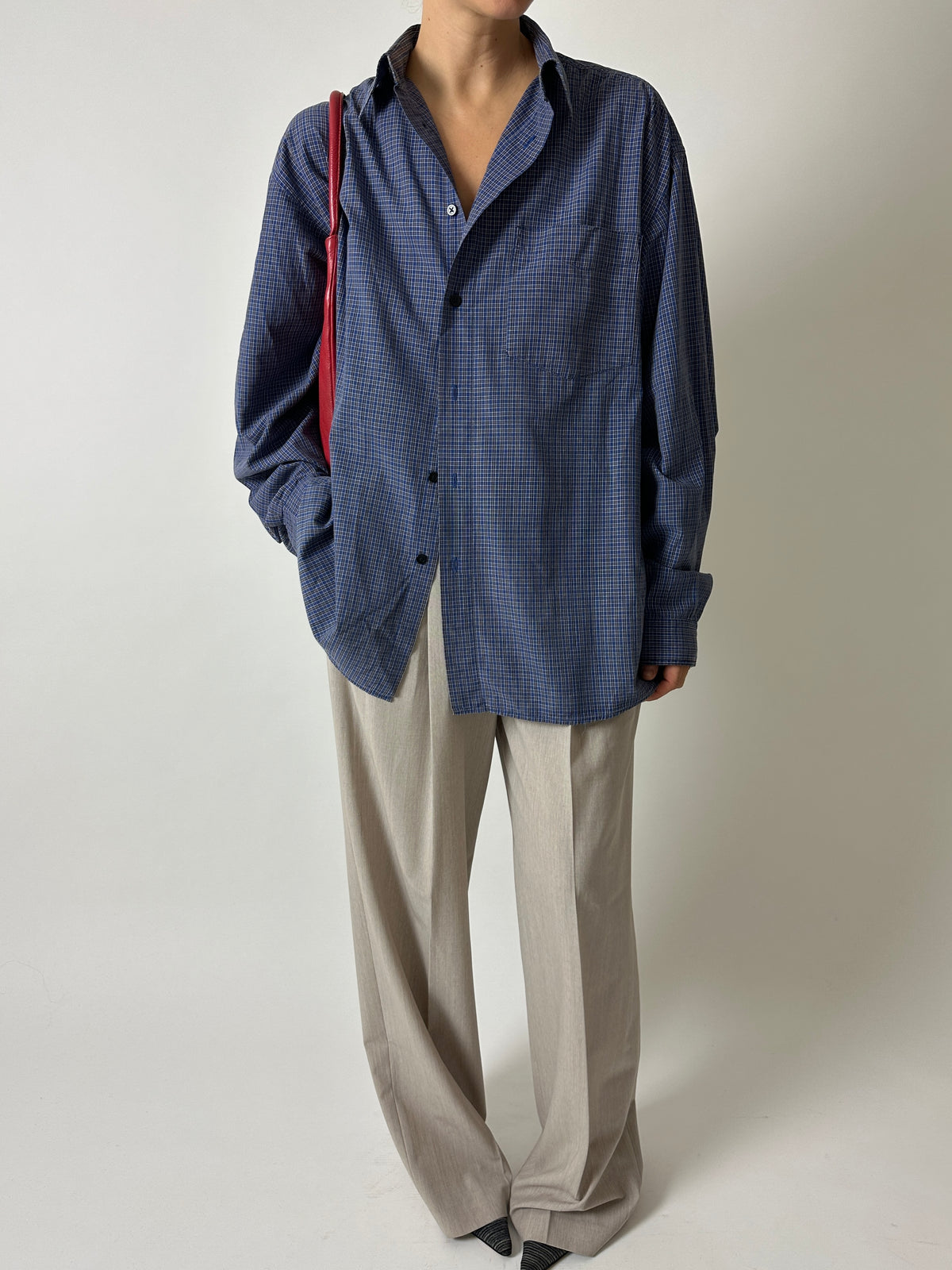 Checked cotton shirt | Blue / Grey
