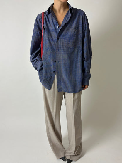 Checked cotton shirt | Blue / Grey