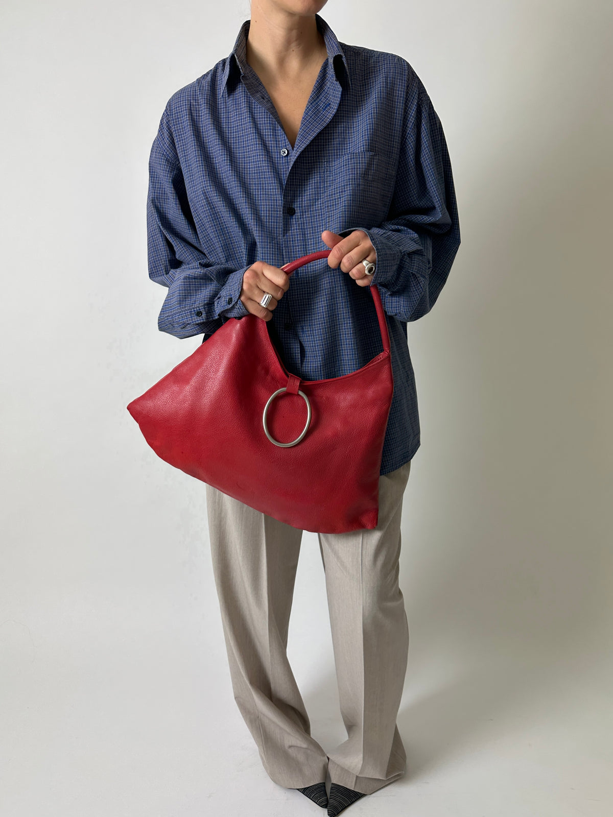 Leather shoulder bag | Red