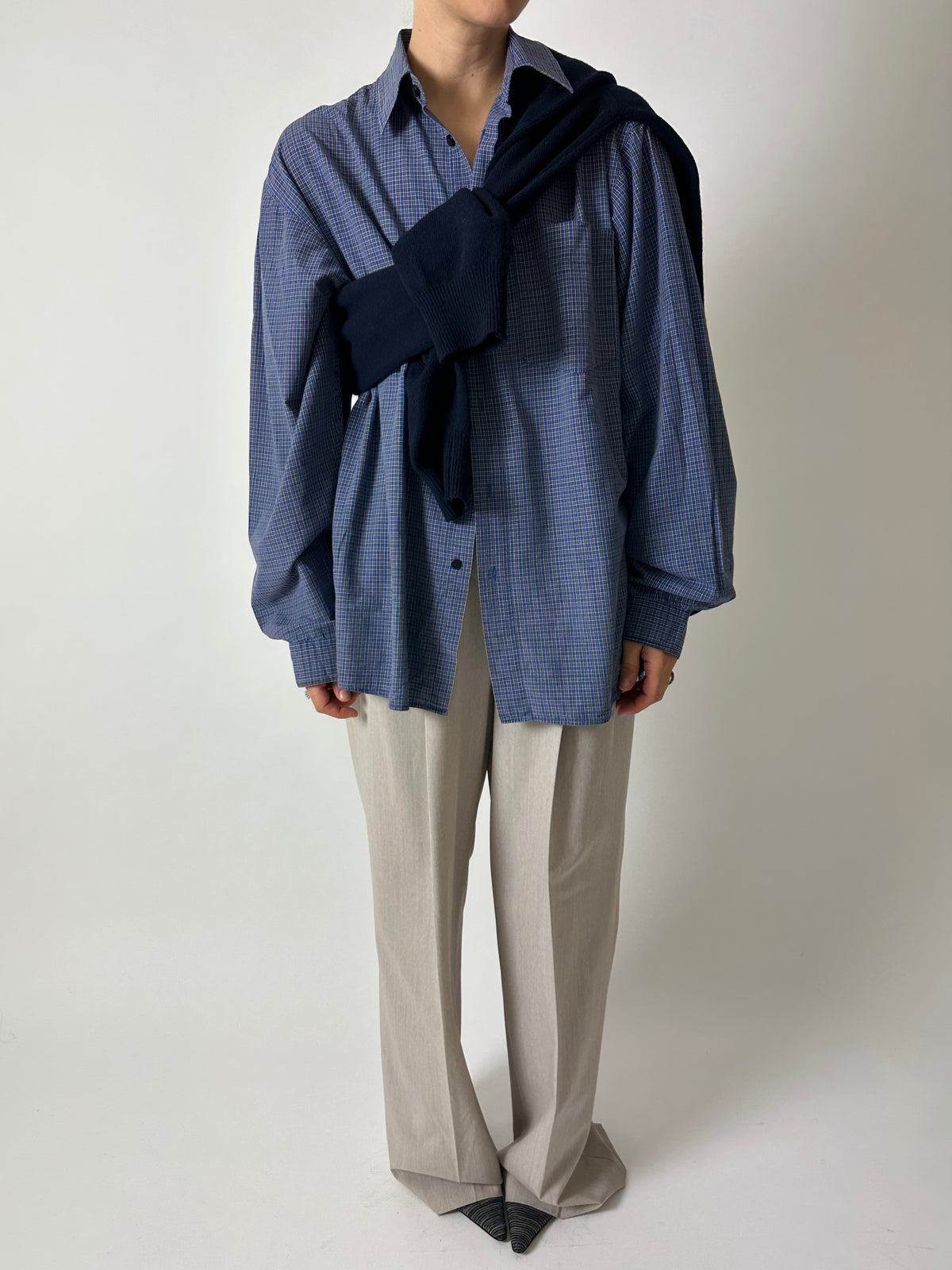 Checked cotton shirt | Blue / Grey