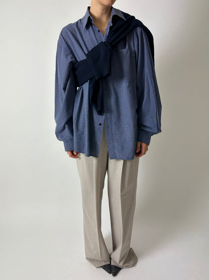 Checked cotton shirt | Blue / Grey