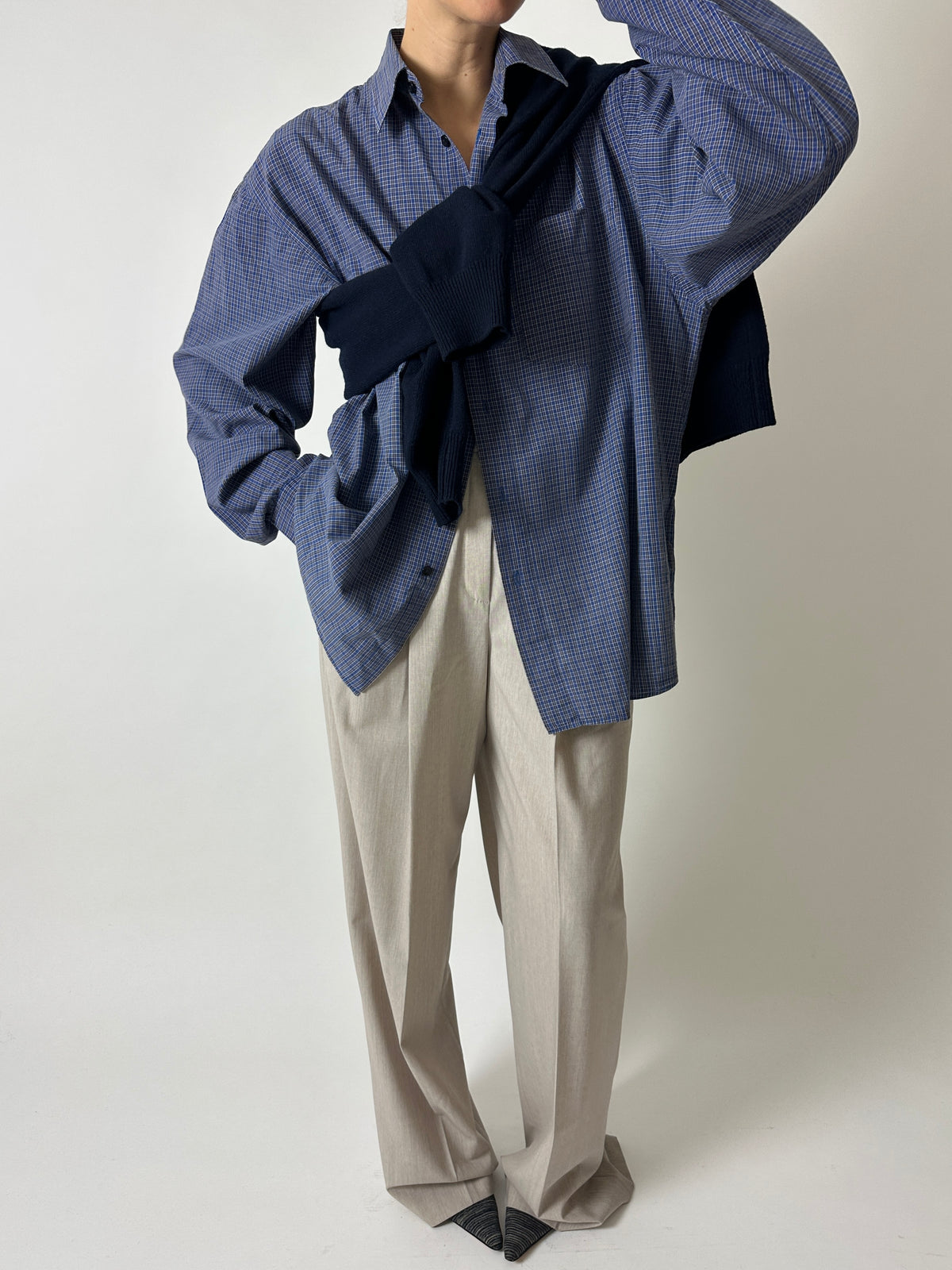 Checked cotton shirt | Blue / Grey