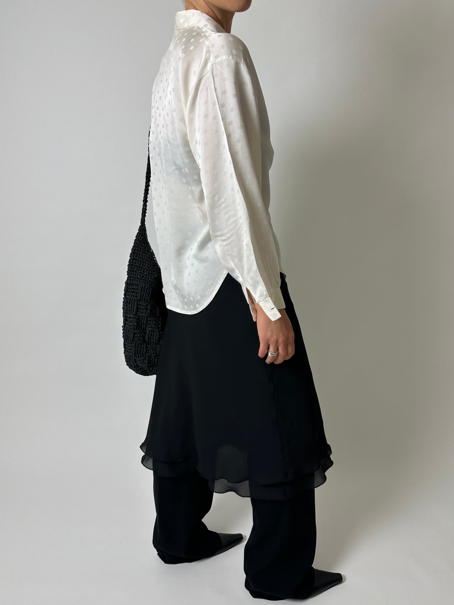Silk polka dot blouse | Cream