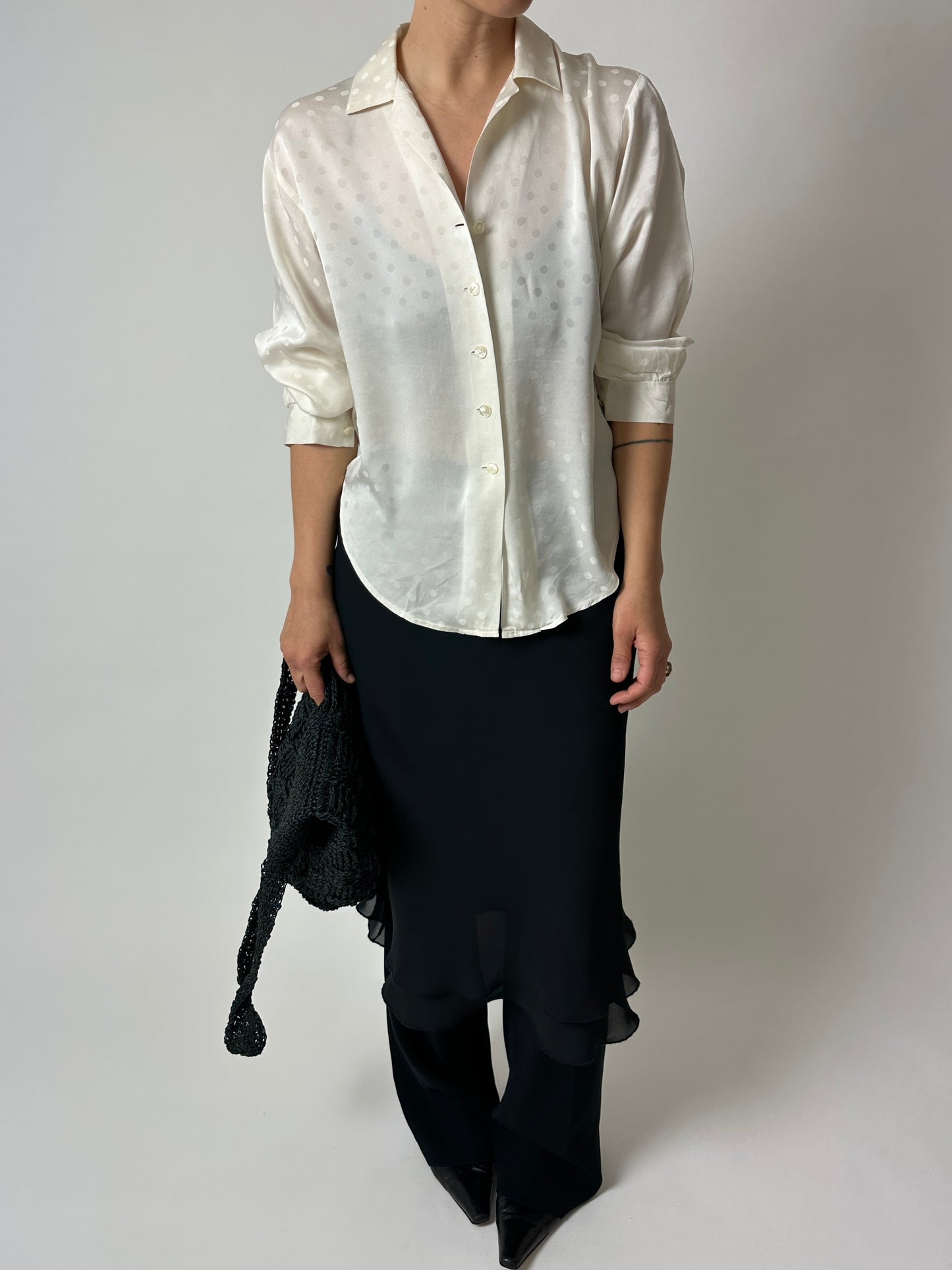 Silk polka dot blouse | Cream