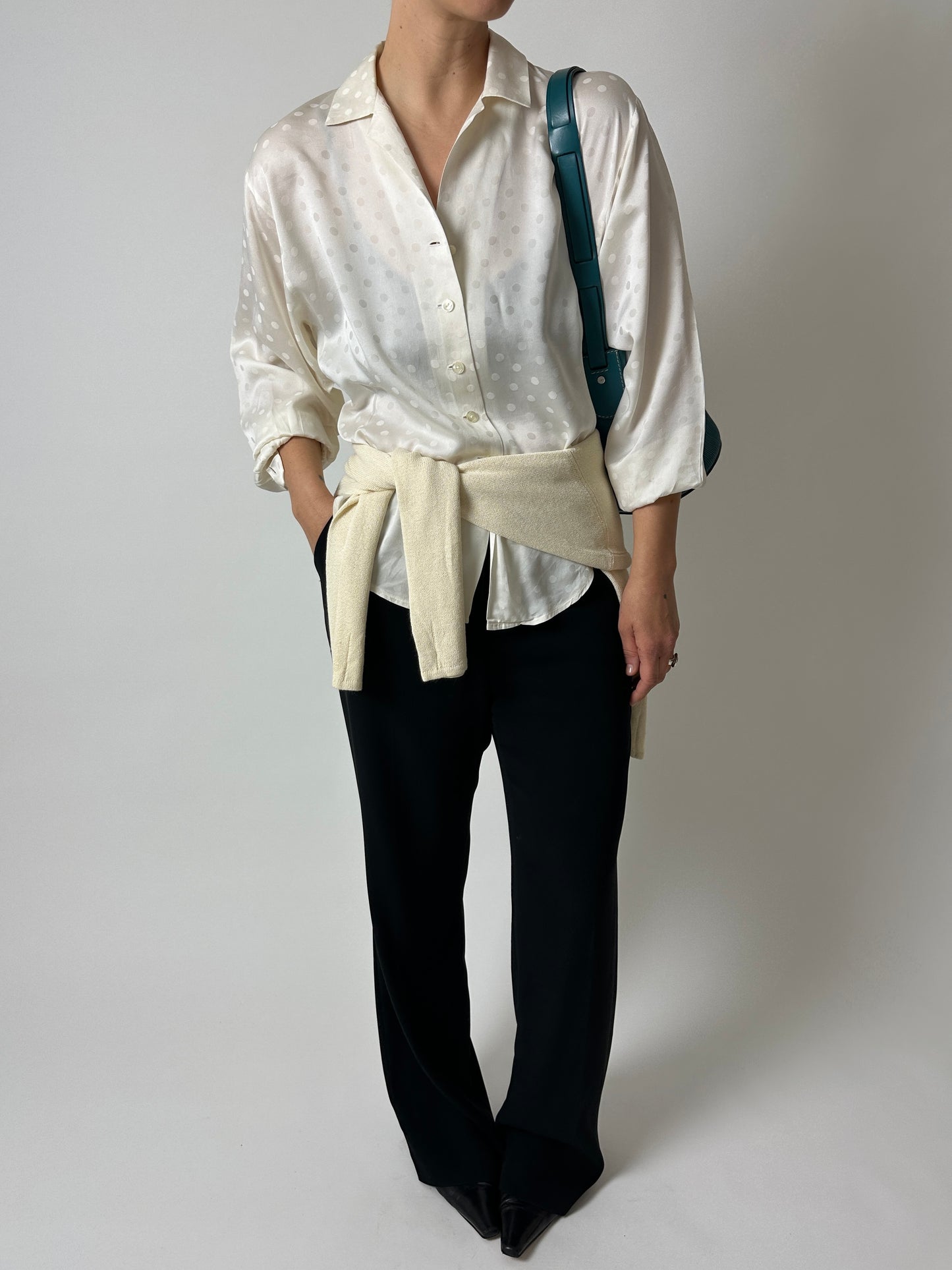 Silk polka dot blouse | Cream
