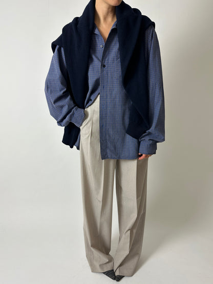 Wool v-neck jumper | Dark blue