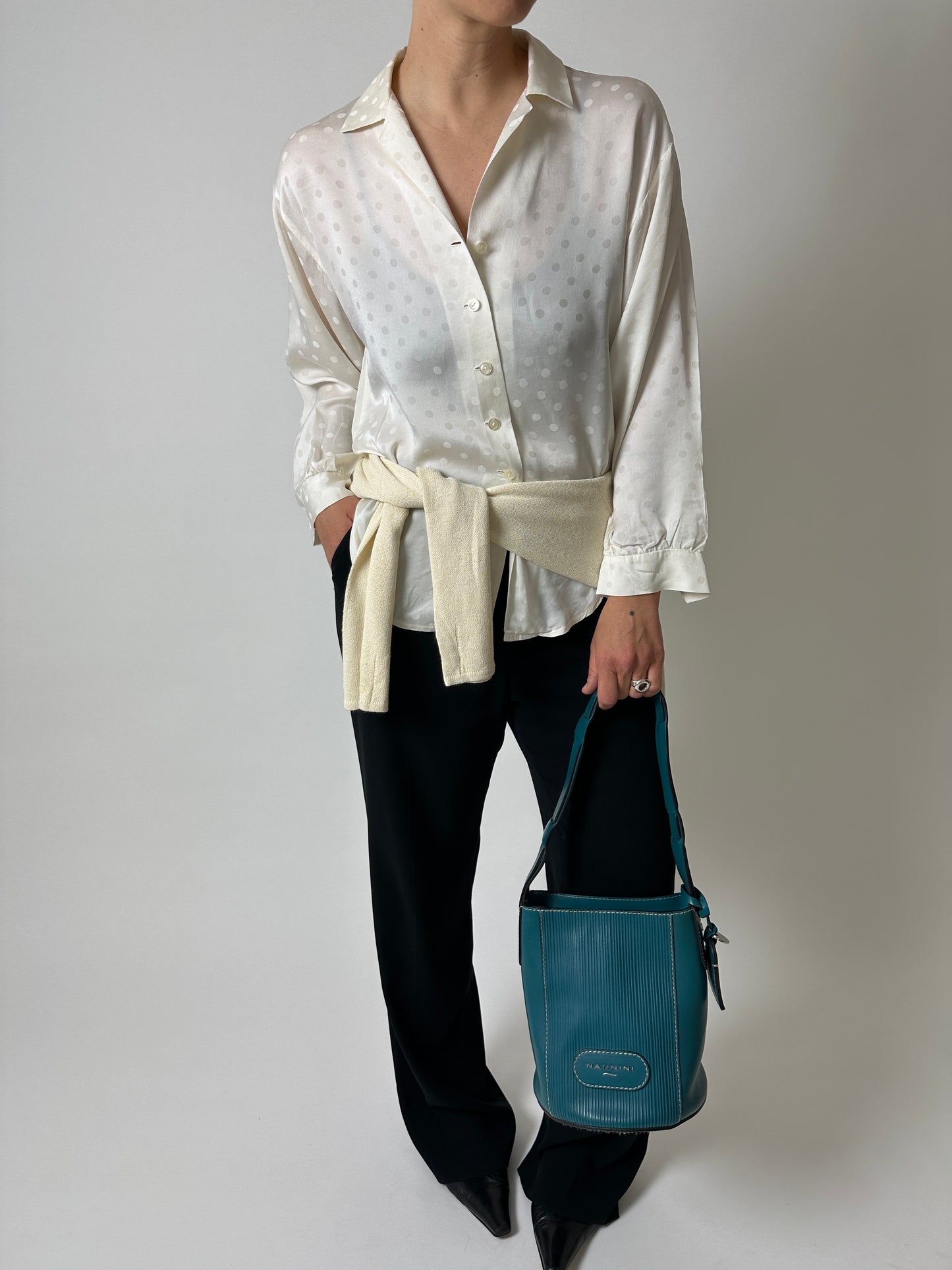 Silk polka dot blouse | Cream
