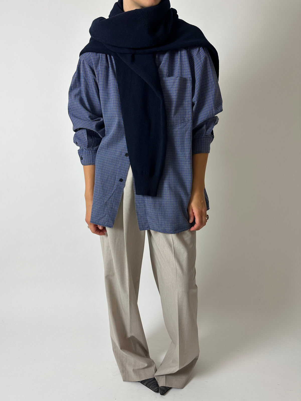Checked cotton shirt | Blue / Grey