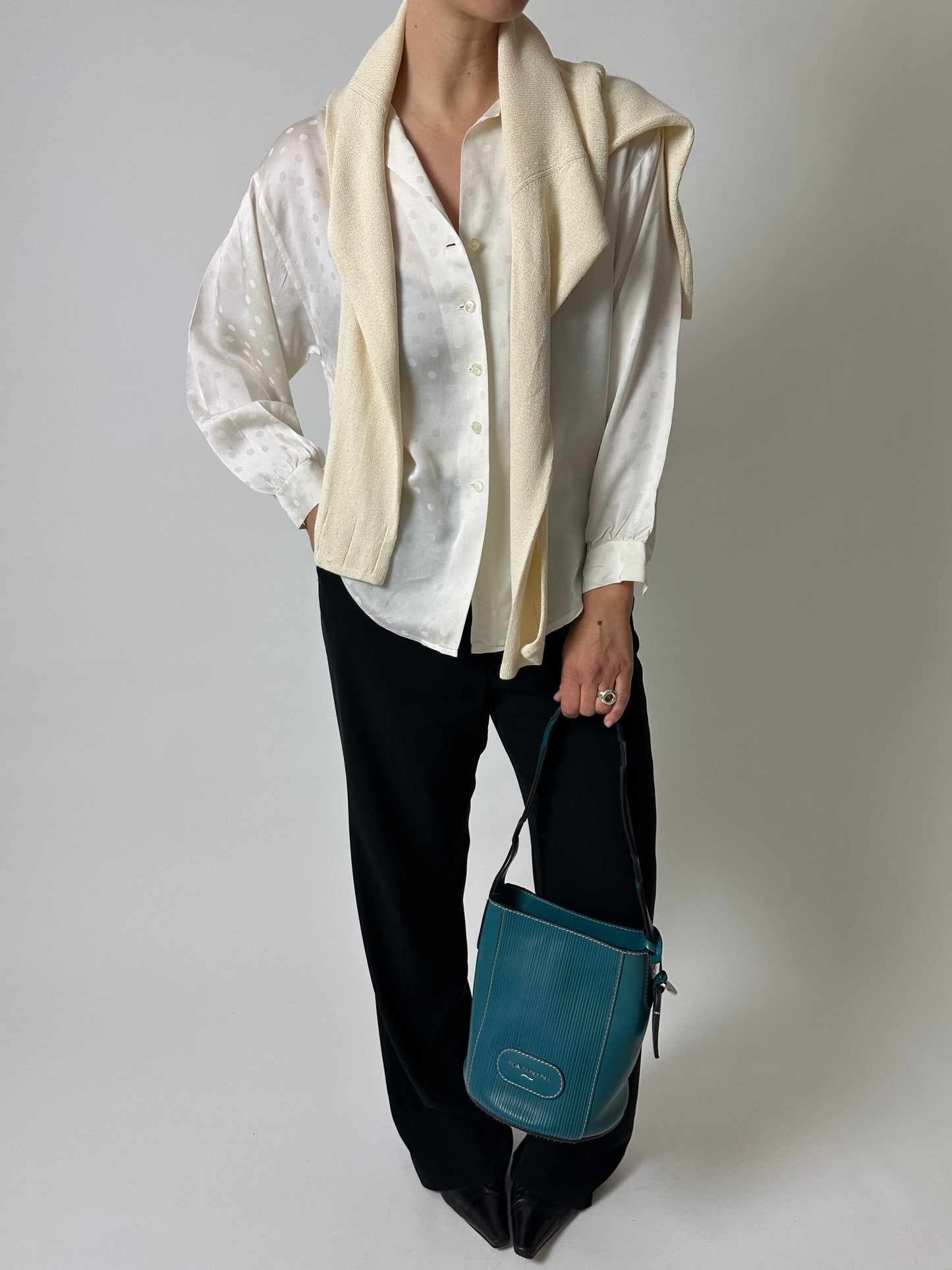 Silk polka dot blouse | Cream