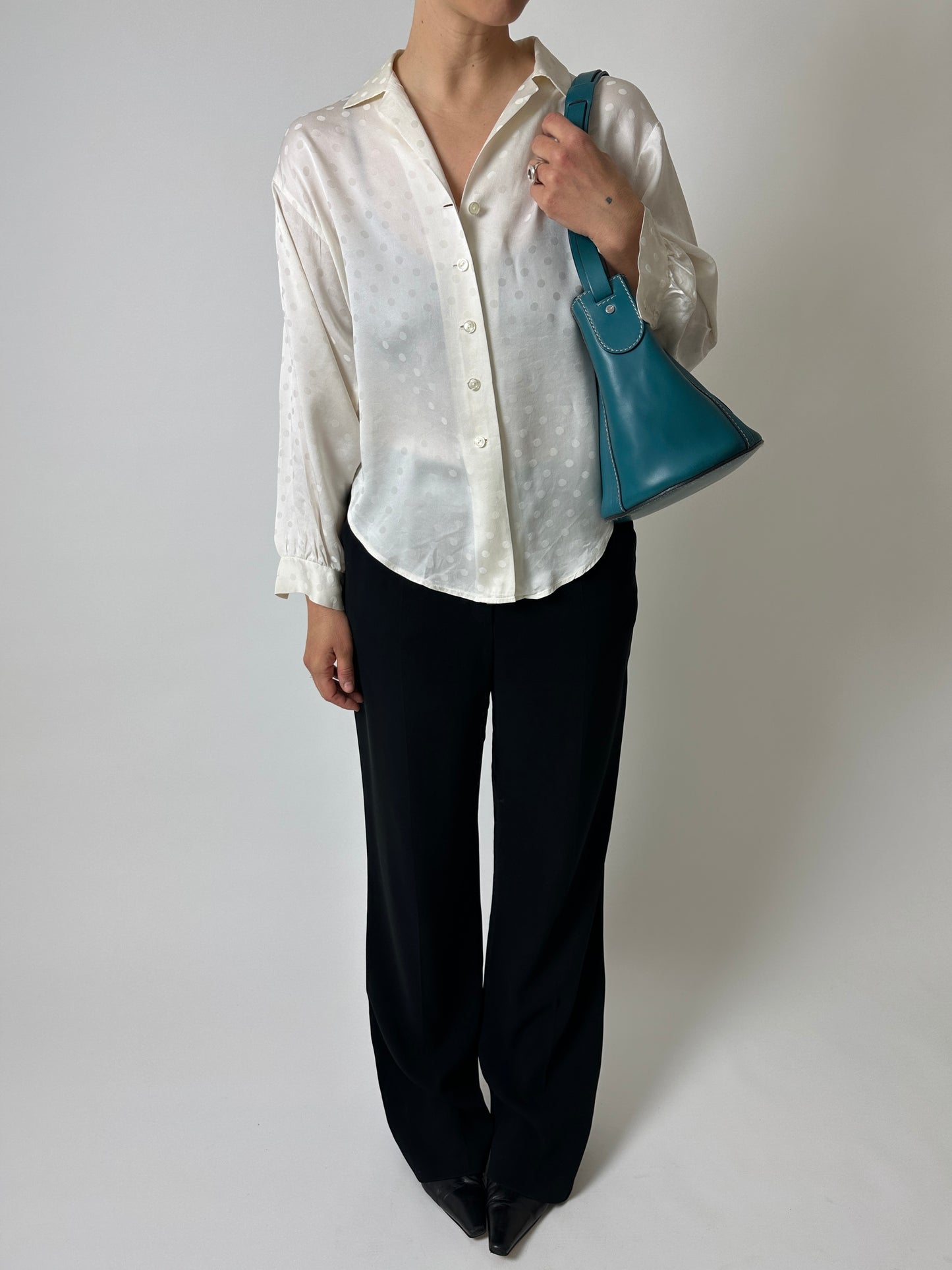 Silk polka dot blouse | Cream