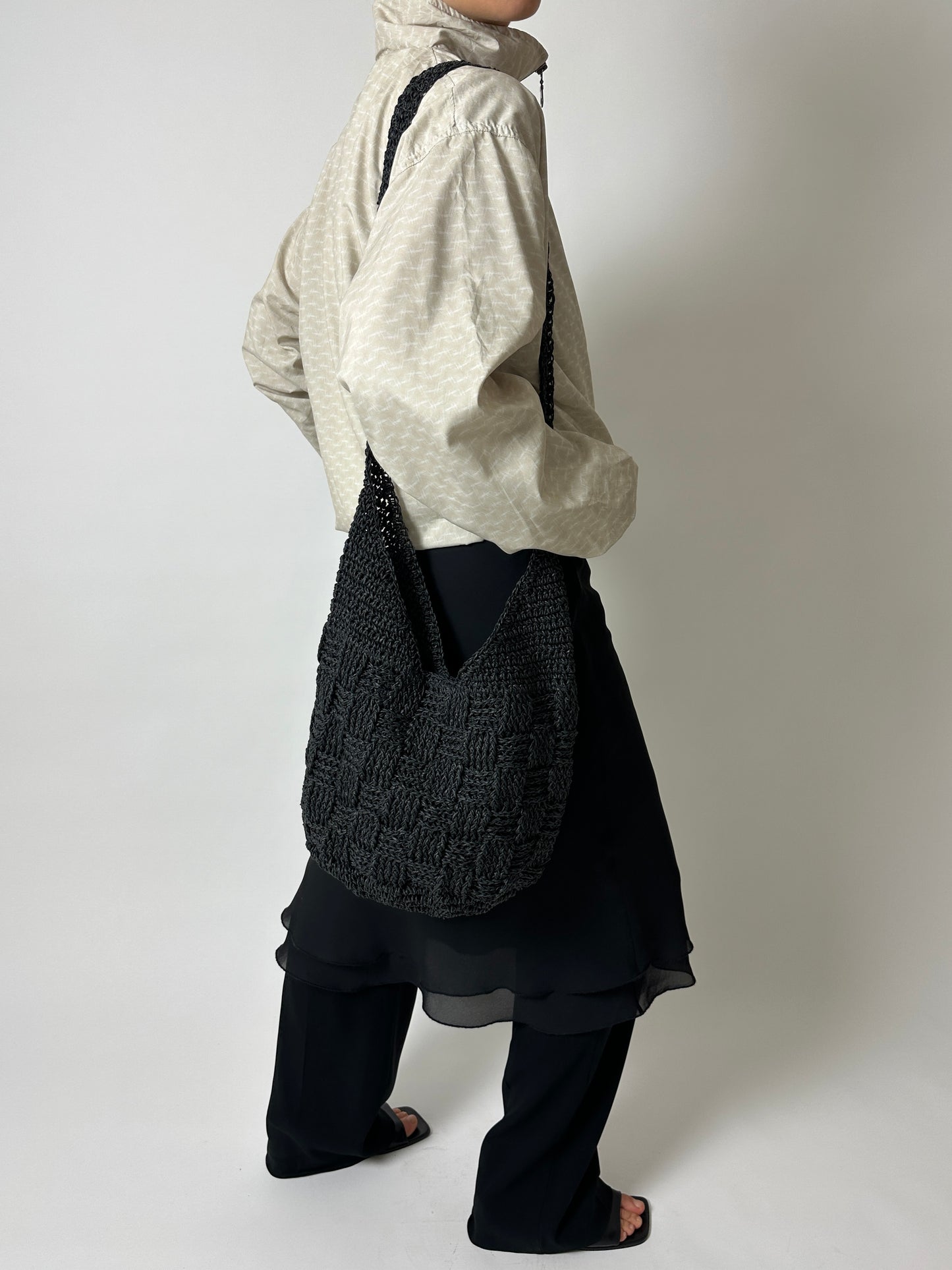 Raffia summer bag | Black